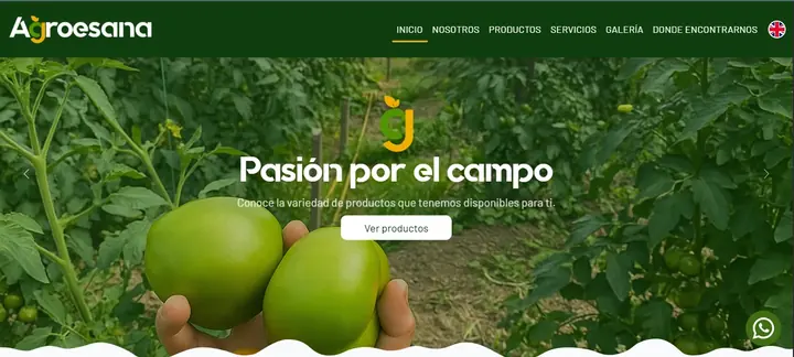 Landing page de Agroesana, empresa de productos del campo