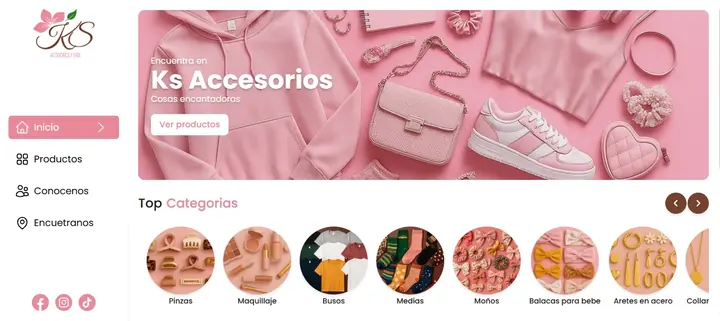 Tienda virtual de Ks Accesorios desarrollada con React y Node.js